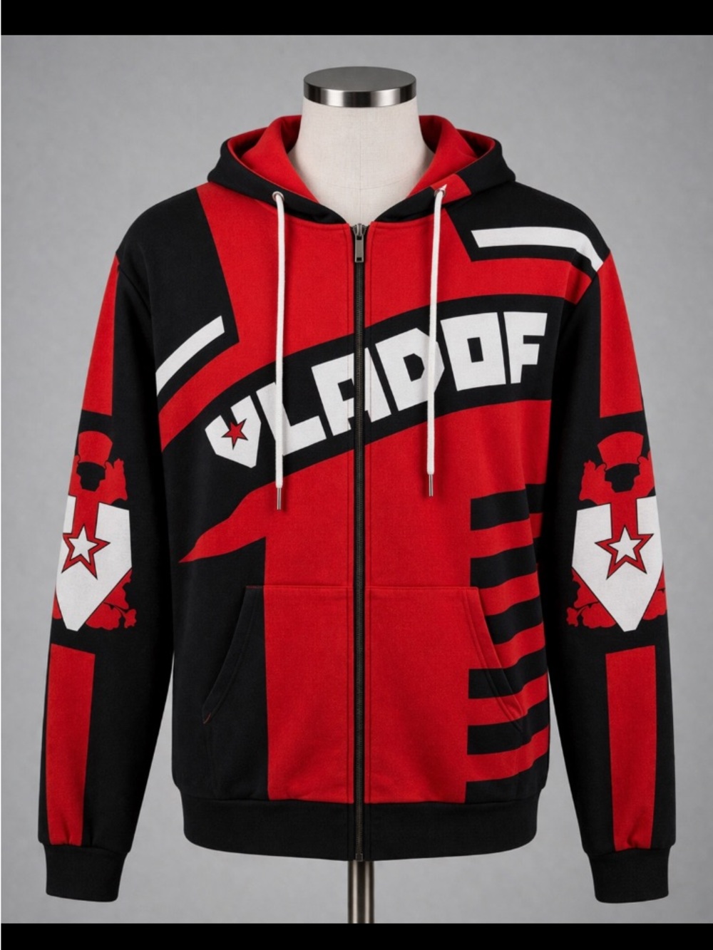 Borderlands Vladof Zip Hoodie Red Black Gamer Cosplay Jacket Men M